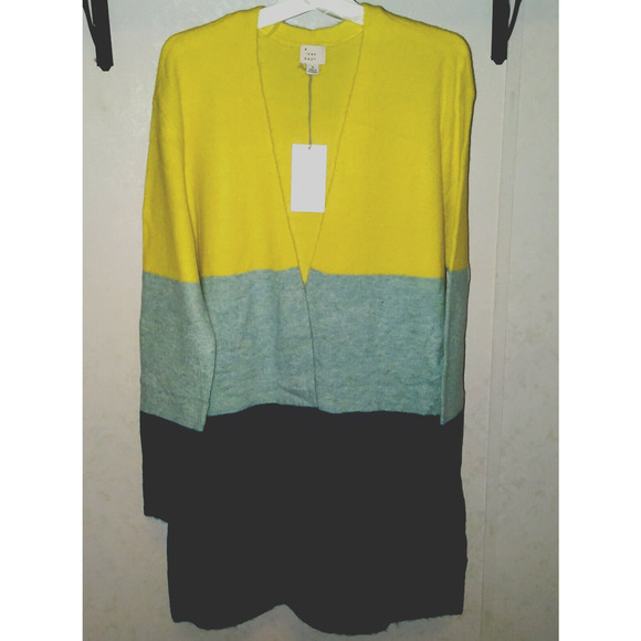 A New Day Cardigan Size Small Lime/Green/Blue Striped Block Color - Picture 1 of 4